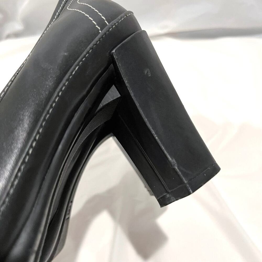 Vintage 90s Lace Up Oxford Size 8.5 Black Leather Square Toe Heels VS Macbeth - Picture 9 of 15